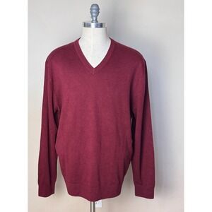 Daniel Cremieux Signature Supima cotton V Neck Sweater Mens‎ XL Maroon Burgundy